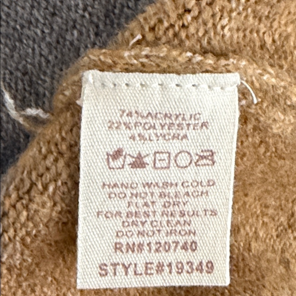 Mystree Colorblock Crewneck Sweater Size Large Leopard Print Sleeves Brown/Gray - Picture 4 of 5
